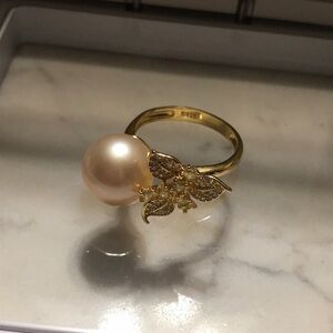 11.5mm Custom Made Genuine Pearl Clover Ring